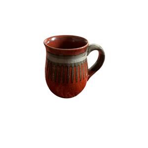 Vintage Band Crafted Japan Stoneware Mug Red & Gray Drip Glaze One Mug Chipped